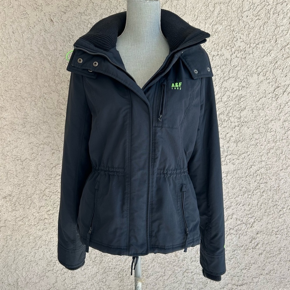 Abercrombie & Fitch Blue Ski Jacket with High Collar and Hood